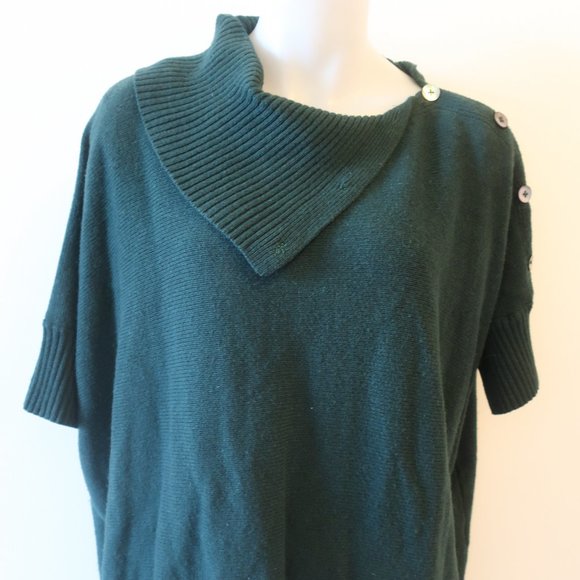 WOMENS GUIDO LOMBARDI GREEN WOOL CASHMERE BLEND SHORT SLEEVE SWEATER S * - Picture 4 of 14